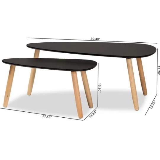 Kirkland's Home Black And Brown Wood Coffee Tables, Set Of 2- Coffee Tables