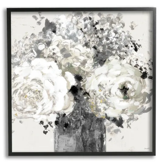 Kirkland's Home Black And Cream Abstract Floral Canvas Art Print- Canvas Art