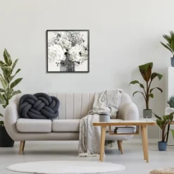 Kirkland's Home Black And Cream Abstract Floral Canvas Art Print- Canvas Art