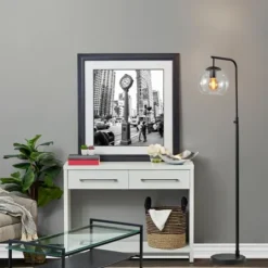 Kirkland's Home Black And Glass Globe Shade Floor Lamp- Floor Lamps