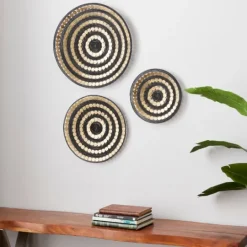 Kirkland's Home Black And Gold Concentric Wall Plates, Set Of 3- Wall Plaques