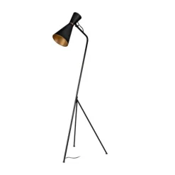 Kirkland's Home Black And Gold Lined Metal Tripod Floor Lamp- Floor Lamps