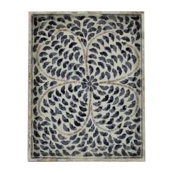 Kirkland's Home Black And Ivory Mosaic Capiz Shell Tray- Decorative Trays