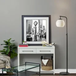 Kirkland's Home Black And Milky White Globe Shade Floor Lamp- Floor Lamps