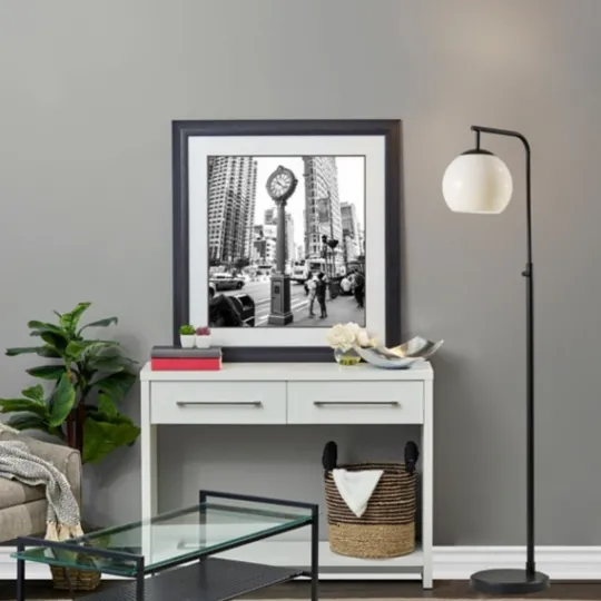 Kirkland's Home Black And Milky White Globe Shade Floor Lamp- Floor Lamps