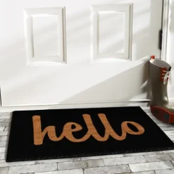 Kirkland's Home Black And Natural Coir Hello Doormat, 36X24 In.- Doormats