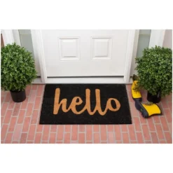 Kirkland's Home Black And Natural Coir Hello Doormat, 36X24 In.- Doormats