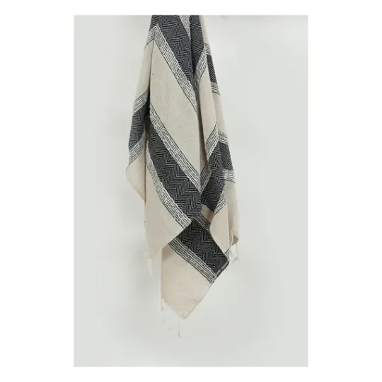 Kirkland's Home Black And Natural Colorblock Chevron Throw- Blankets & Throws