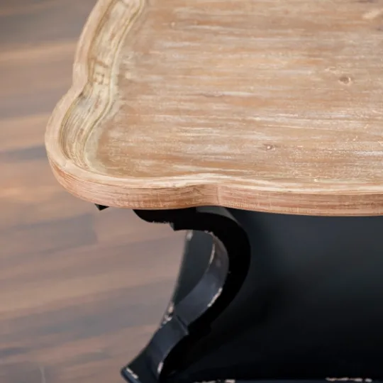 Kirkland's Home Black And Natural Corina Scalloped Coffee Table- Coffee Tables