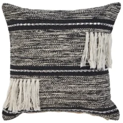 Kirkland's Home Black And Natural Mingled Texture Pillow- Pillows