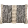 Kirkland's Home Black And Natural Pom Pom Stripe Lumbar Pillow- Pillows