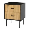 Kirkland's Home Black And Natural Wood 2-Drawer Nightstand- Nightstands