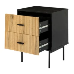 Kirkland's Home Black And Natural Wood 2-Drawer Nightstand- Nightstands