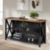 Kirkland's Home Black And Rustic Oak Wood Farmhouse Console Table- Console Tables