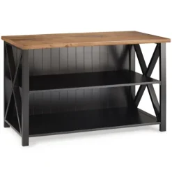 Kirkland's Home Black And Rustic Oak Wood Farmhouse Console Table- Console Tables