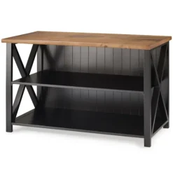 Kirkland's Home Black And Rustic Oak Wood Farmhouse Console Table- Console Tables