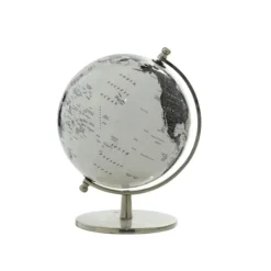 Kirkland's Home Black And White Aluminum Globe- Statues & Figurines