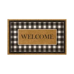 Kirkland's Home Black And White Buffalo Check Welcome Doormat- Doormats