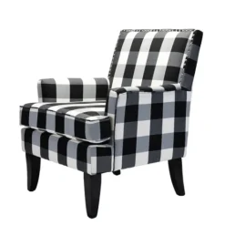 Kirkland's Home Black And White Buffalo Check Armchair- Accent Chairs