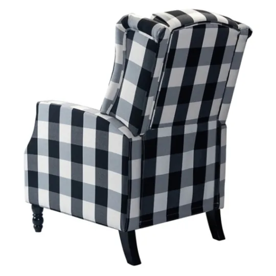 Kirkland's Home Black And White Buffalo Check Wingback Recliner- Accent Chairs