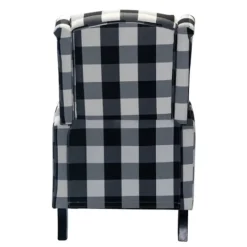Kirkland's Home Black And White Buffalo Check Wingback Recliner- Accent Chairs