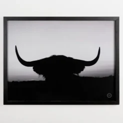 Kirkland's Home Black And White Bull Silhouette Framed Art Print- Framed Art