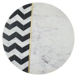 Kirkland's Home Black And White Chevron Marble Accent Table- Accent & End Tables