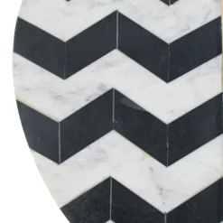 Kirkland's Home Black And White Chevron Marble Accent Table- Accent & End Tables