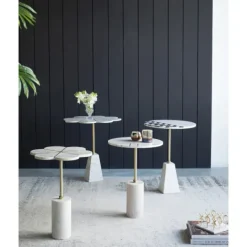 Kirkland's Home Black And White Chevron Marble Accent Table- Accent & End Tables