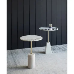 Kirkland's Home Black And White Chevron Marble Accent Table- Accent & End Tables