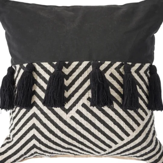 Kirkland's Home Black And White Chevron Pillow With Tassels- Pillows