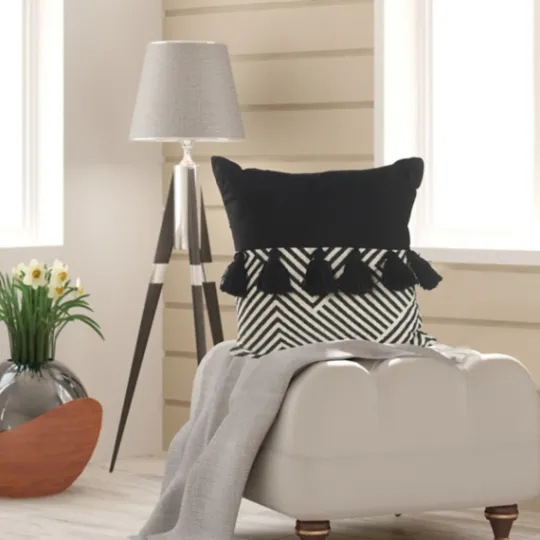 Kirkland's Home Black And White Chevron Pillow With Tassels- Pillows