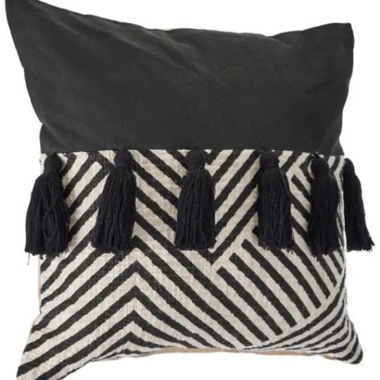 Kirkland's Home Black And White Chevron Pillow With Tassels- Pillows