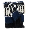 Kirkland's Home Black And White Eclectic Woven Throw With Tassels- Blankets & Throws