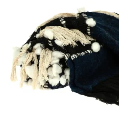 Kirkland's Home Black And White Eclectic Woven Throw With Tassels- Blankets & Throws