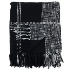 Kirkland's Home Black And White Plaid Fringed Throw- Blankets & Throws