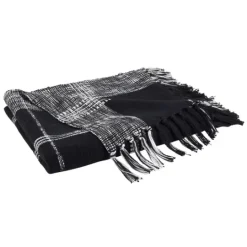Kirkland's Home Black And White Plaid Fringed Throw- Blankets & Throws