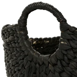 Kirkland's Home Black And White Seagrass Ring Handle Basket- Baskets & Boxes