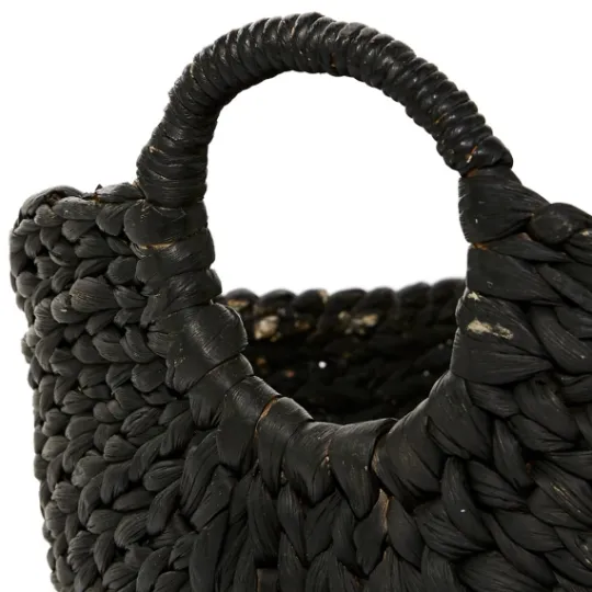 Kirkland's Home Black And White Seagrass Ring Handle Basket- Baskets & Boxes