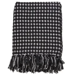 Kirkland's Home Black And White Stitched Cotton Throw- Blankets & Throws