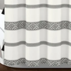 Kirkland's Home Black And White Striped Boho Shower Curtain- Shower Curtains