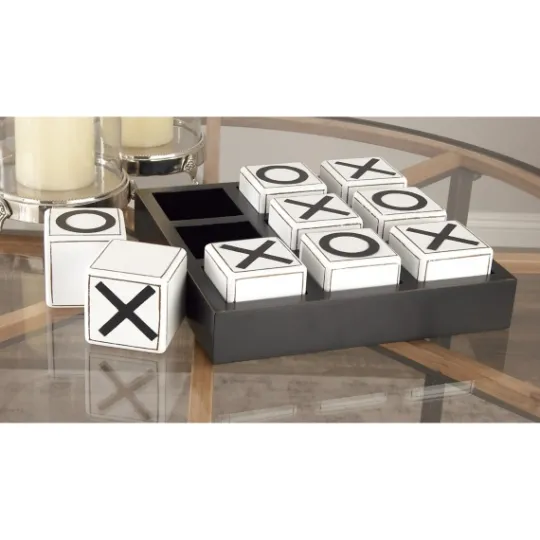 Kirkland's Home Black And White Wooden Tic Tac Toe Board- Decorative Accents