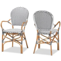 Kirkland's Home Black And White Woven Dining Chairs, Set Of 2- Dining Chairs