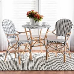 Kirkland's Home Black And White Woven Dining Chairs, Set Of 2- Dining Chairs