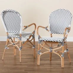 Kirkland's Home Black And White Woven Dining Chairs, Set Of 2- Dining Chairs