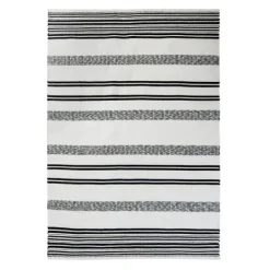 Kirkland's Home Black And White Woven Stripe Outdoor Area Rug, 5X7- Outdoor Rugs