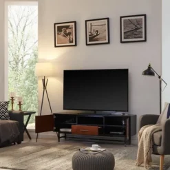 Kirkland's Home Black And Wood 2-Door Media Cabinet- Tv Stands & Media Consoles