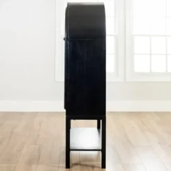 Kirkland's Home Black Arch Wood Bar Cabinet- Cabinets & Sideboards