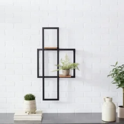 Kirkland's Home Black Asymmetrical Geometric Wall Shelves- Shelves