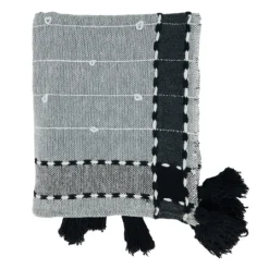 Kirkland's Home Black Banded Tassel Edge Throw- Blankets & Throws